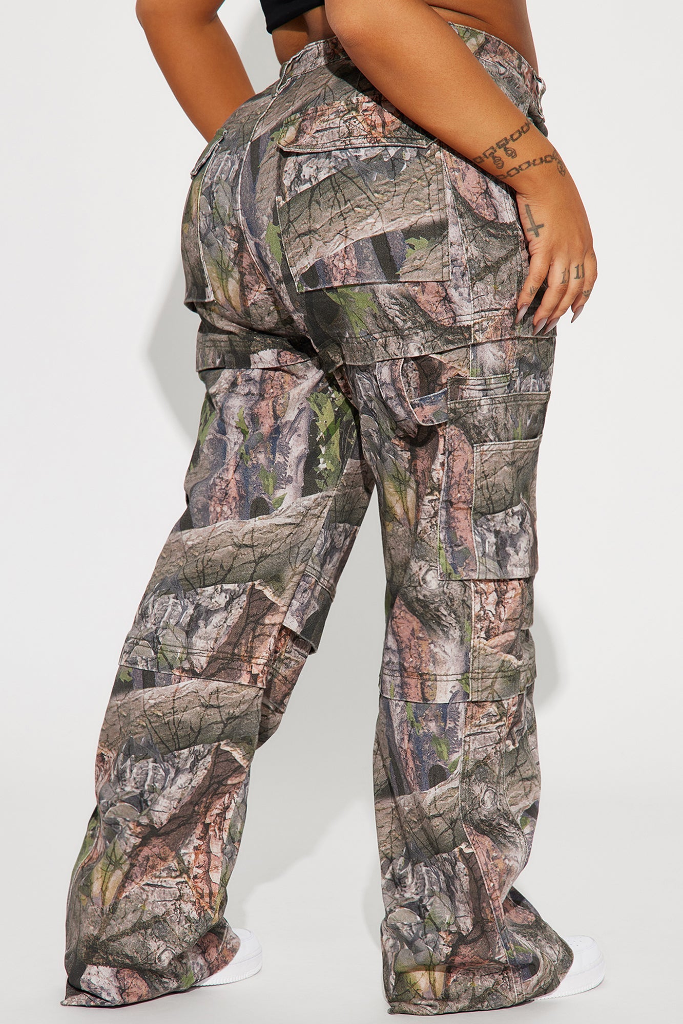 Bree Camo Stretch Cargo Jean - Olive/combo - HCWP