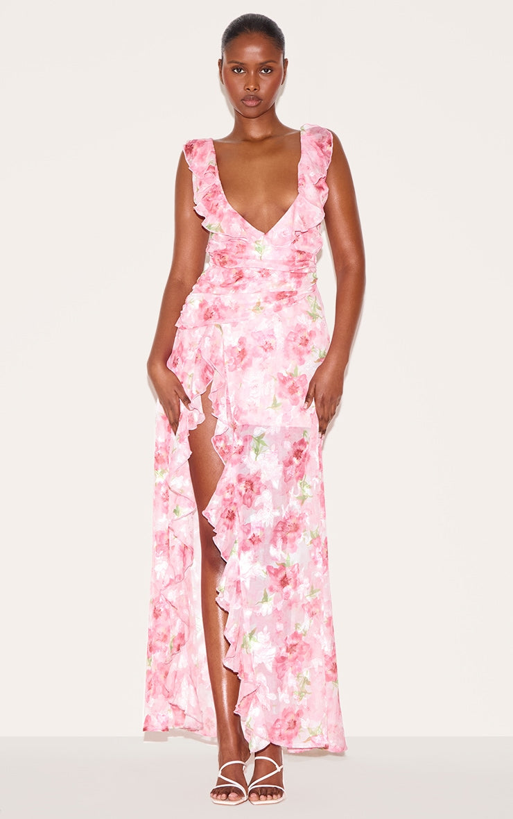 strappy chiffon maxi dress Veda Strappy Back Ruffle Chiffon Maxi Dress White