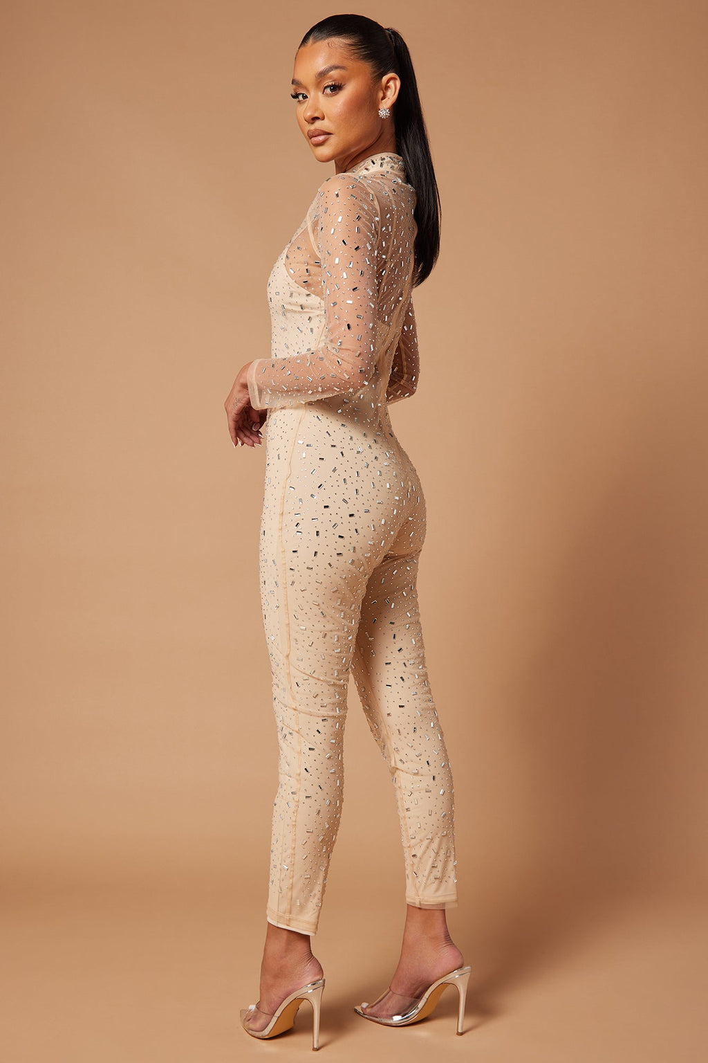 Valeria Embellished Jumpsuit - Nude - HCWP 