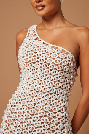 Miriam Pearl Crochet Maxi Dress - White - HCWP 