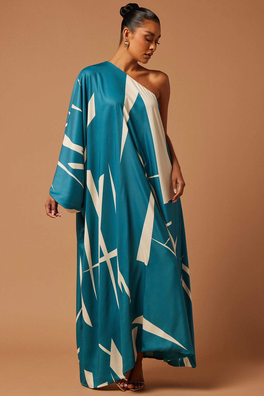 Patras Satin Kaftan - Teal - HCWP 
