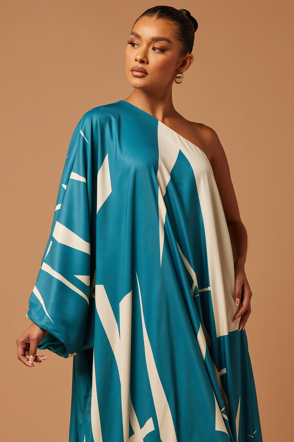Patras Satin Kaftan - Teal - HCWP 