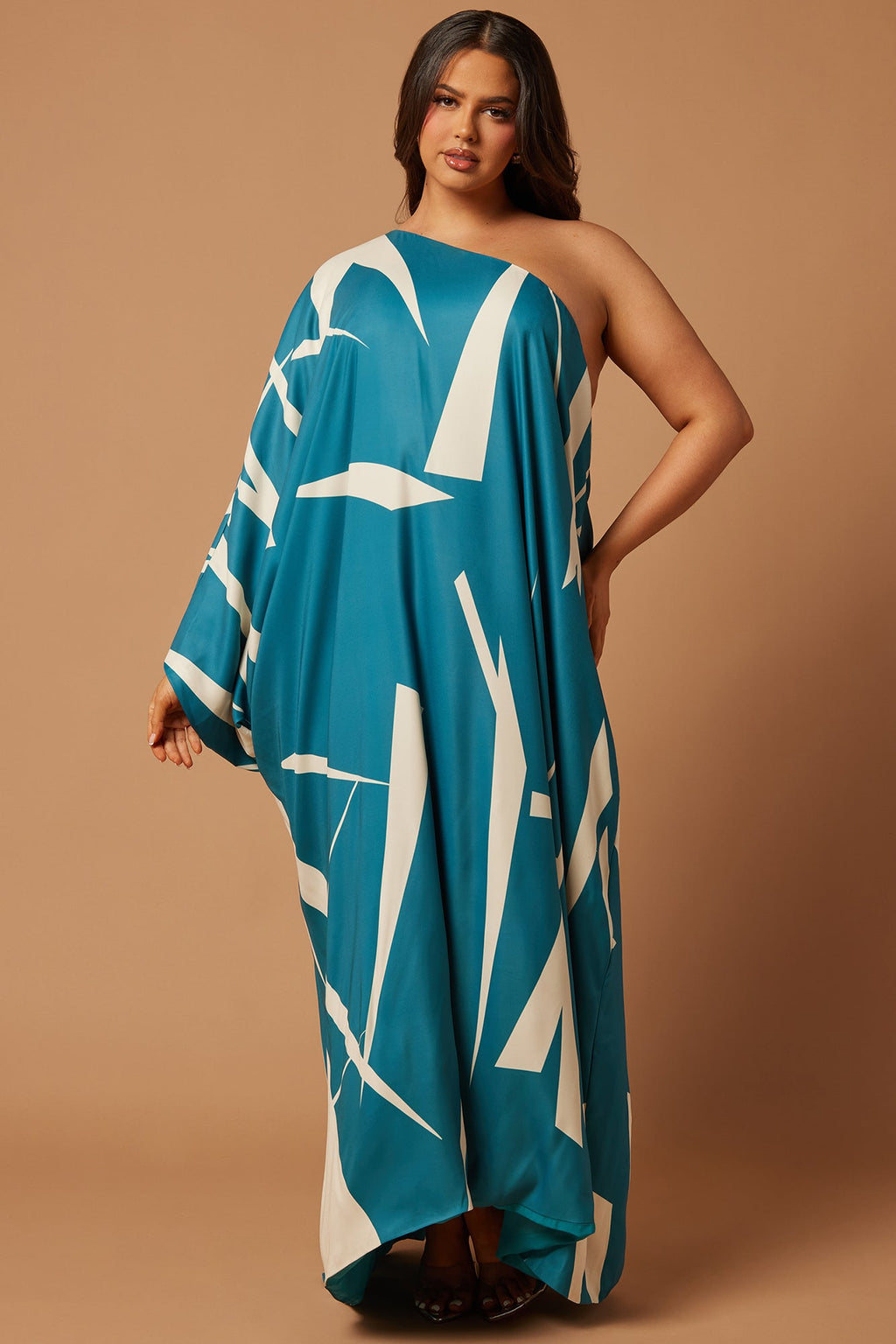 Patras Satin Kaftan - Teal - HCWP 