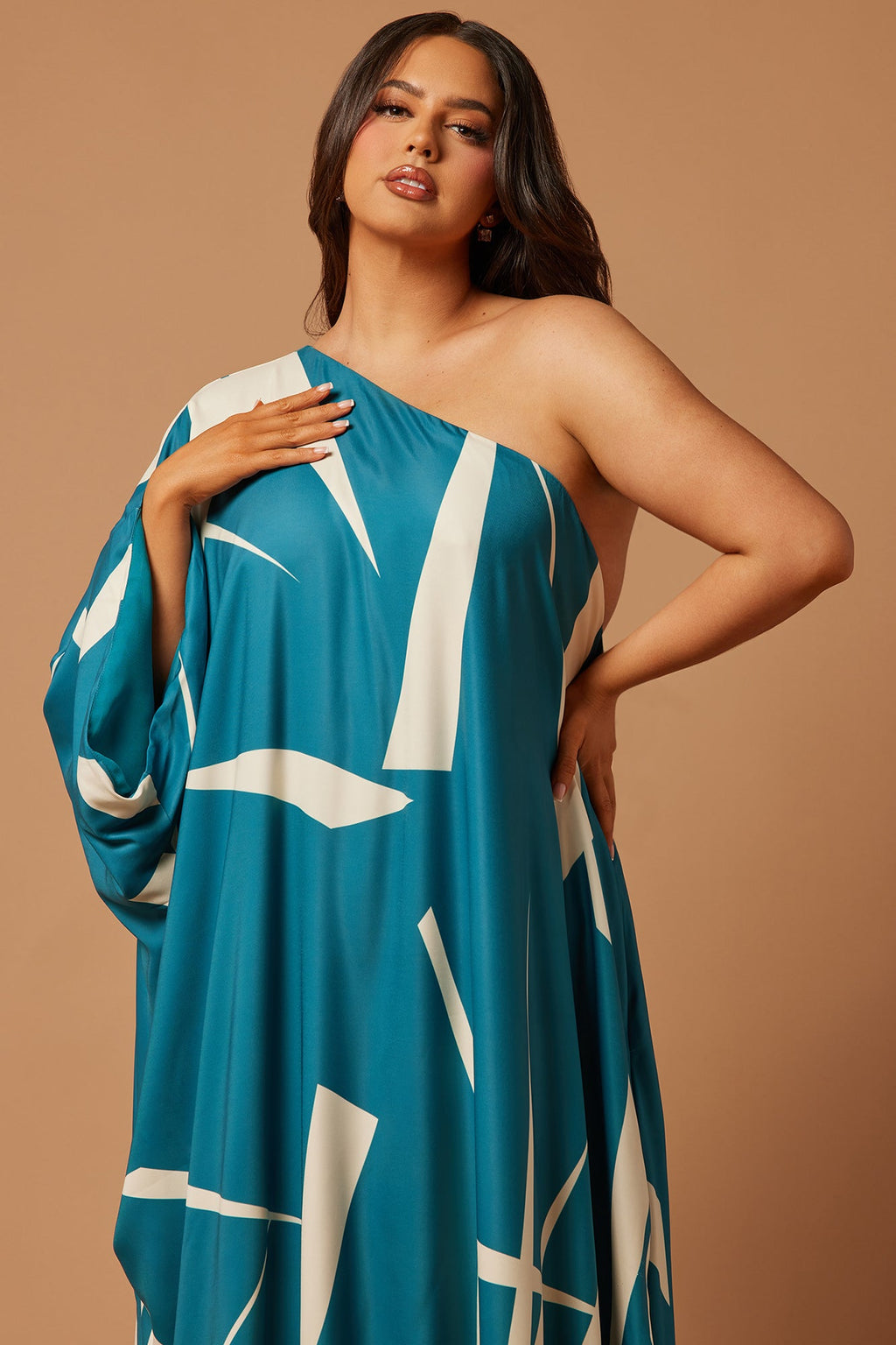 Patras Satin Kaftan - Teal - HCWP 
