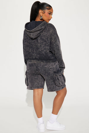 Day Without Me Washed Short Set - Charcoal - HCWP 
