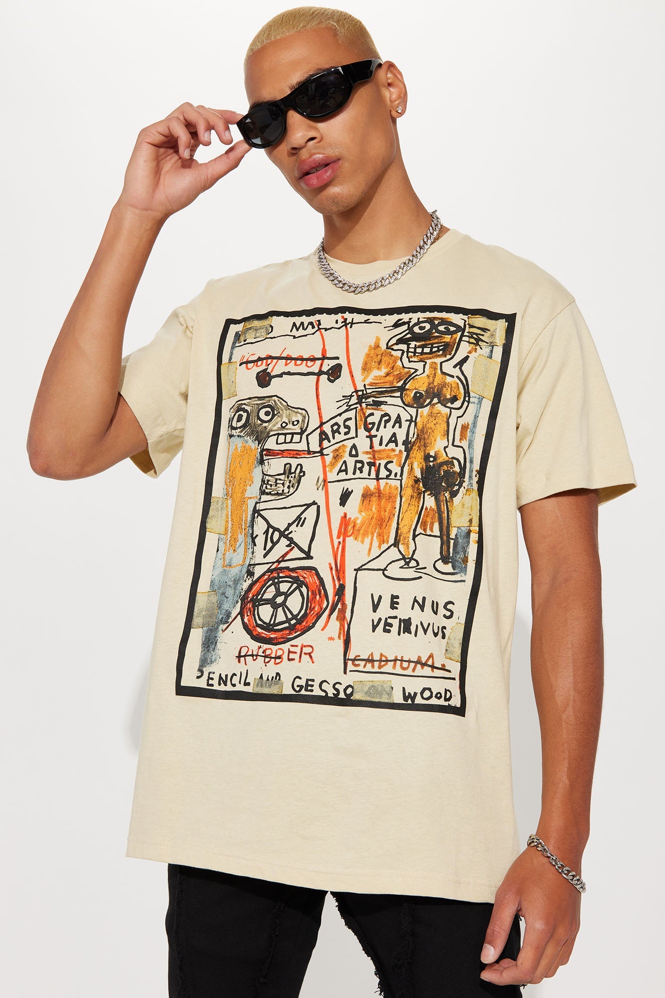 Jean-Michel Basquiat God Dog Short Sleeve Tee - Khaki - HCWP 