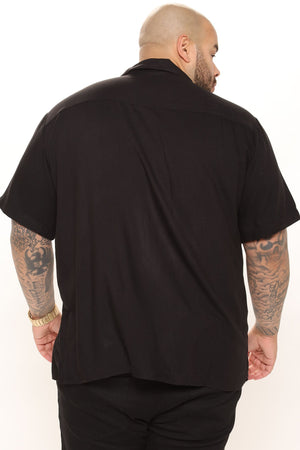 Dawson Short Sleeve Woven Top - Black - HCWP 