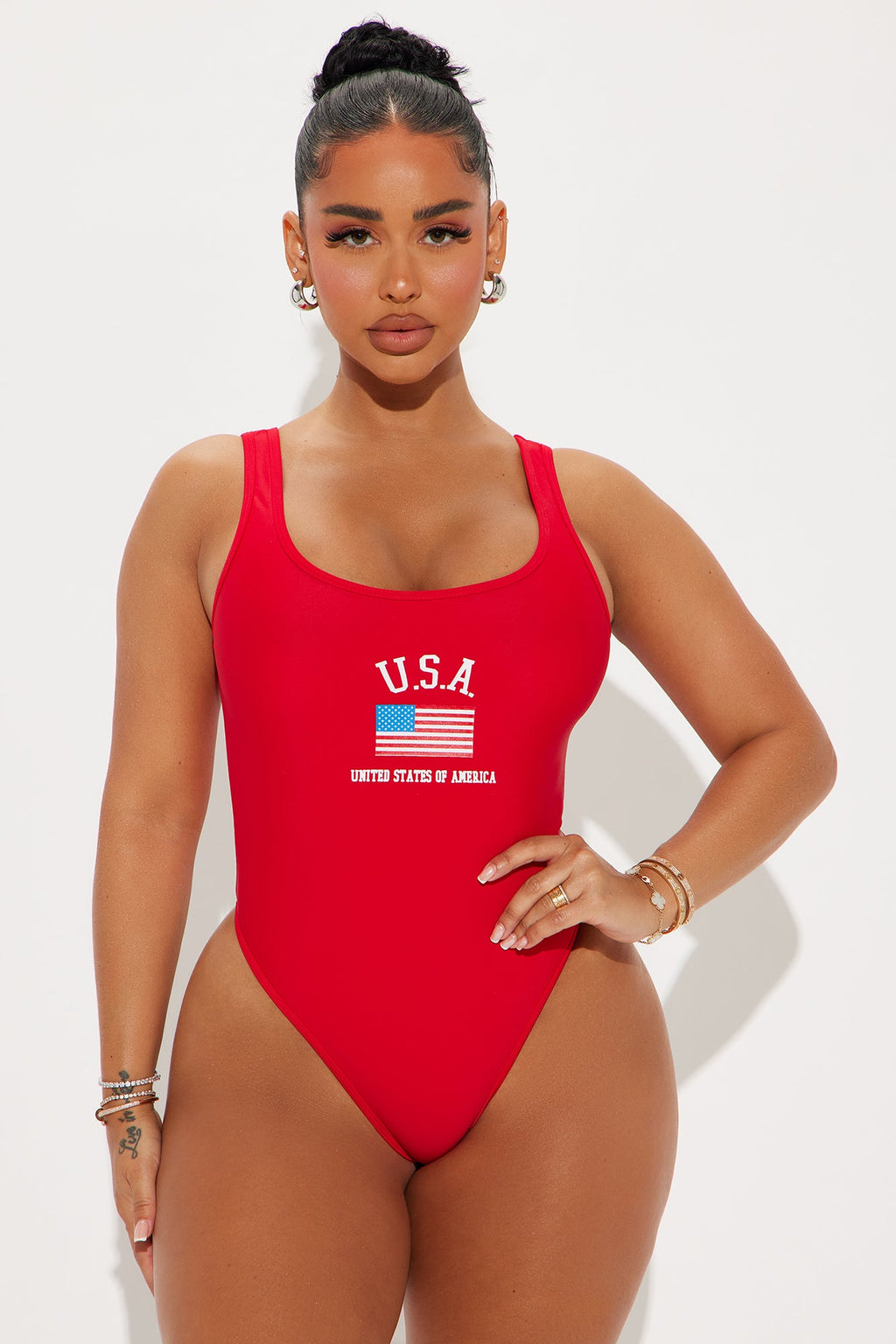 USA Athletics 1 Piece Swimsuit - Red/combo - HCWP 