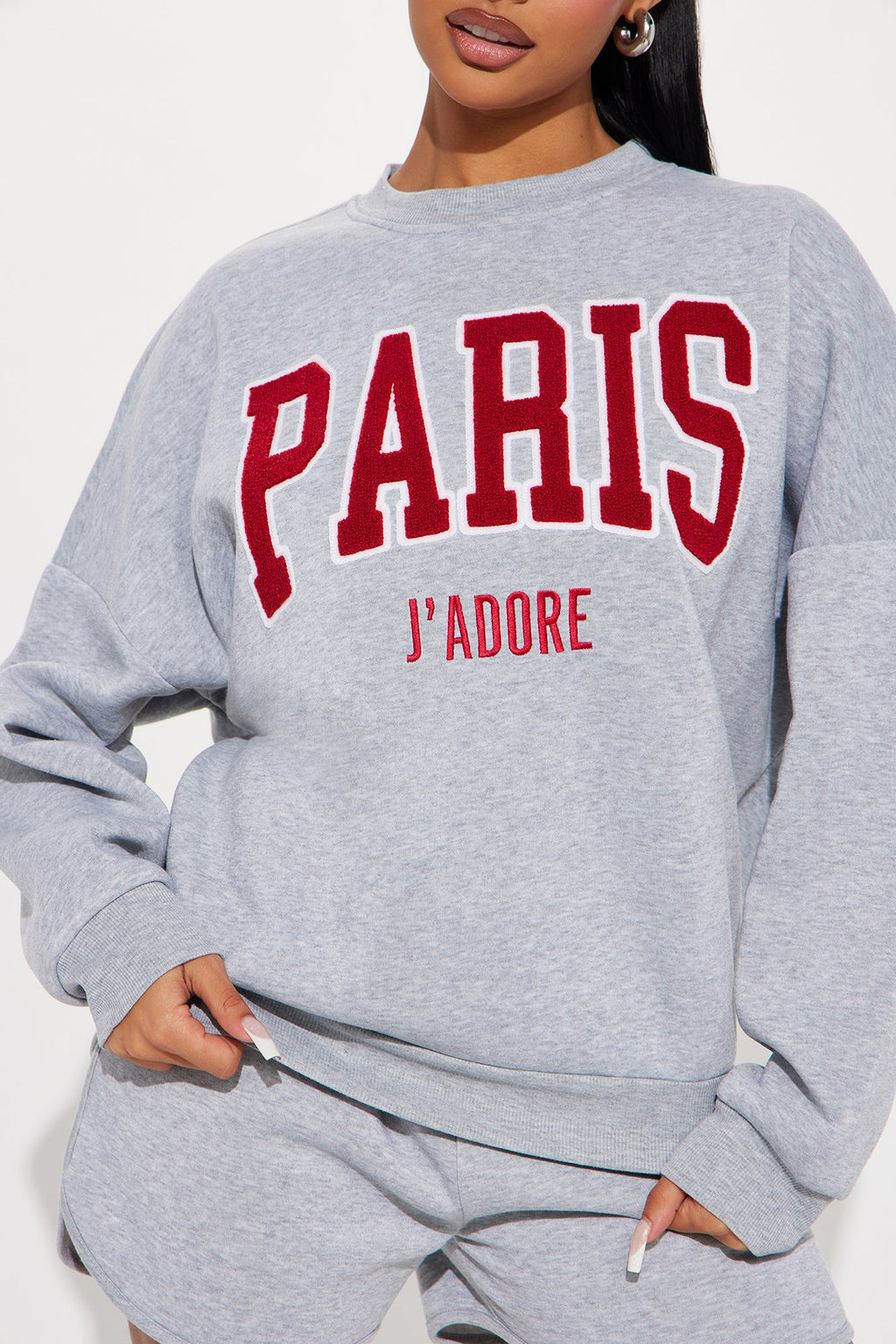 When In Paris Fleece Short Set - Grey - HCWP 