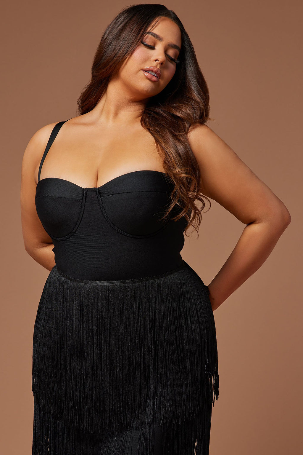 Faye Bandage Fringe Maxi Dress - Black - HCWP 