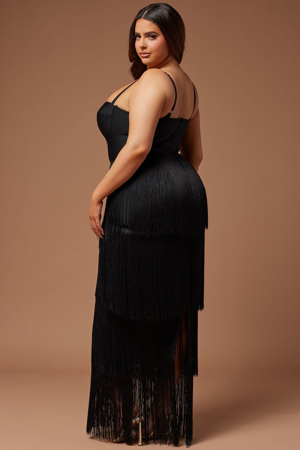 Faye Bandage Fringe Maxi Dress - Black - HCWP 