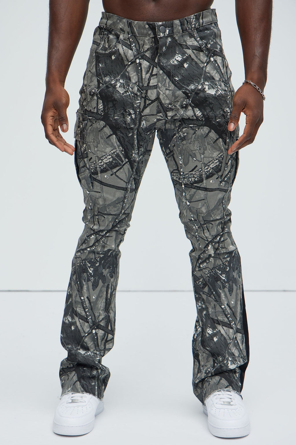 All Over Print Stacked Twill Flare Pant - Grey/combo - HCWP 