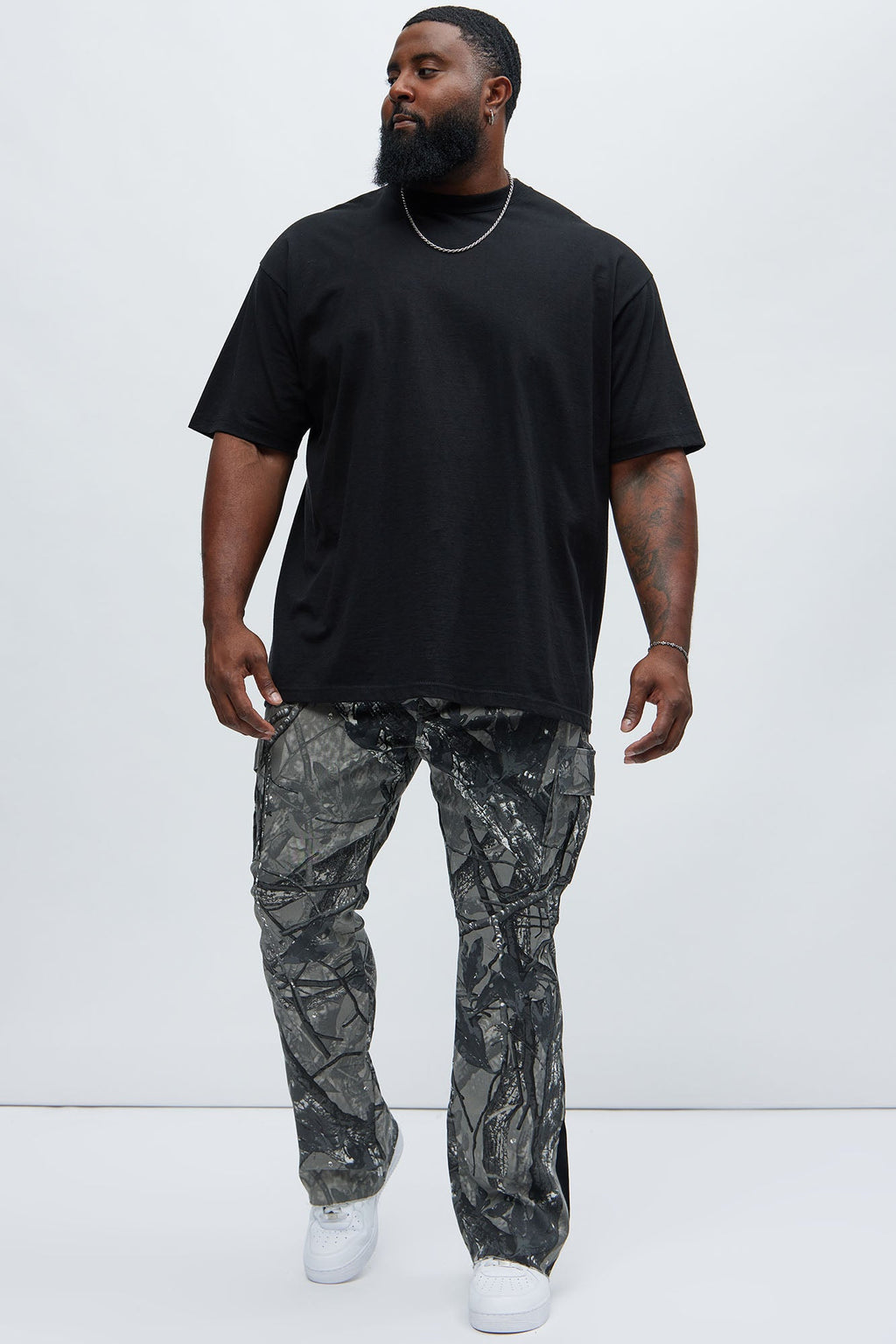 All Over Print Stacked Twill Flare Pant - Grey/combo - HCWP 