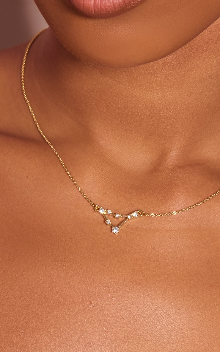 Gold Plated Taurus Celestial Necklace - HCWP 