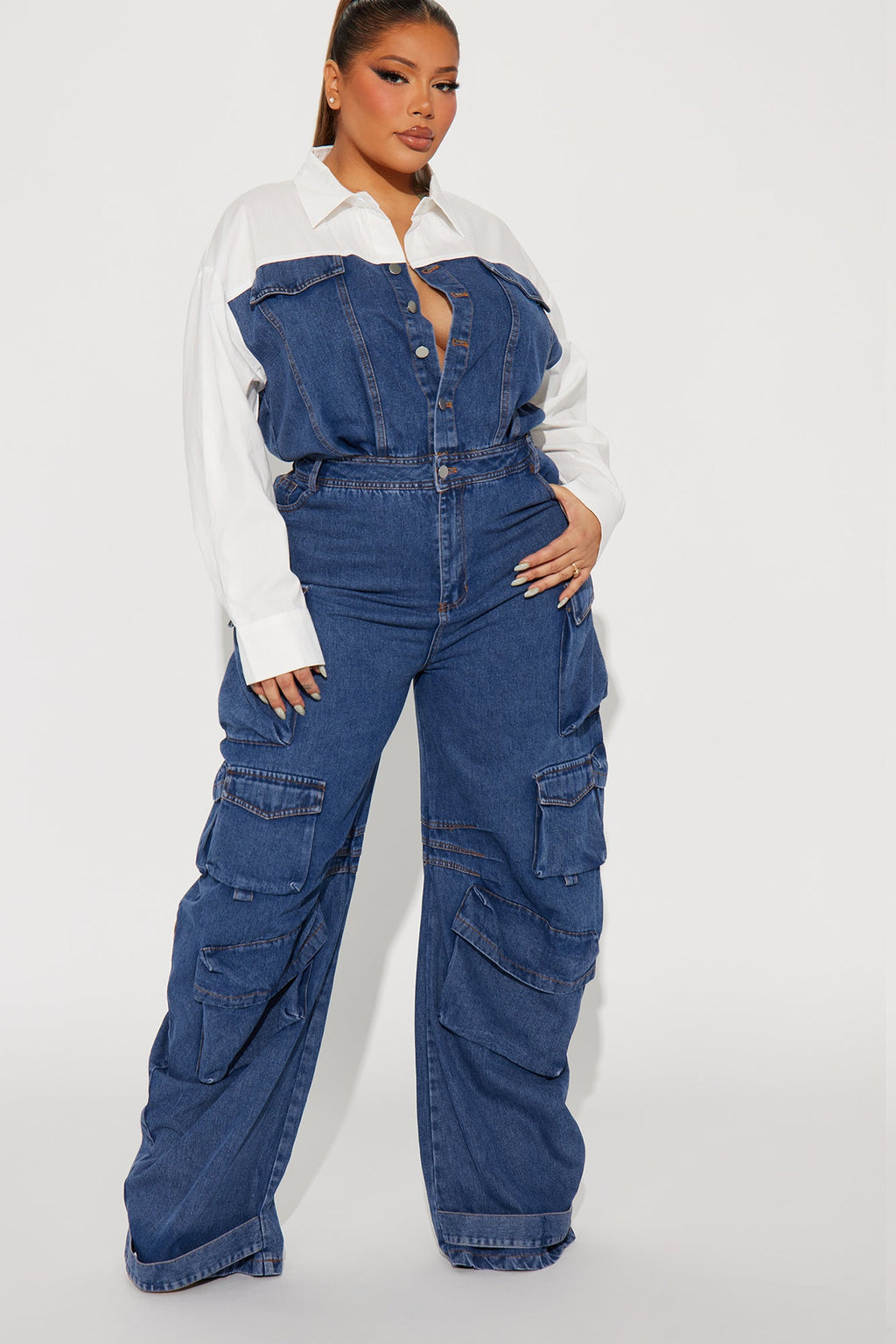 If You Want To Denim Jumpsuit - Medium Wash - HCWP 