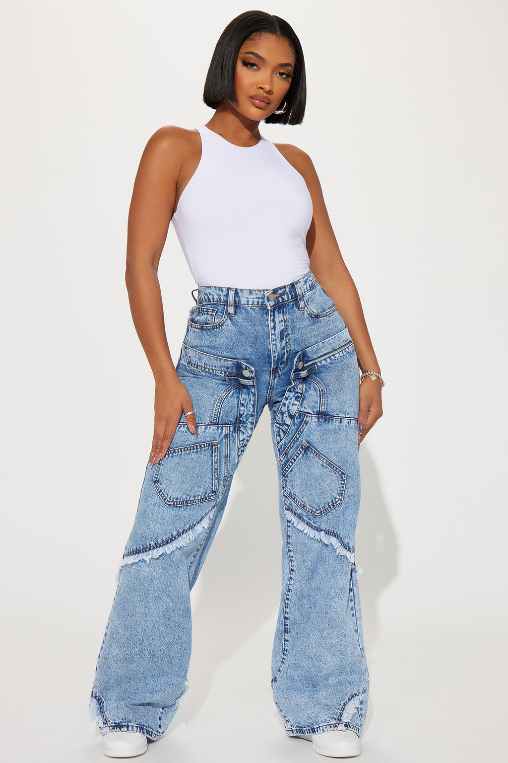 Taking A Chance Easy Waist Wide Leg Jeans - Light Wash - HCWP 