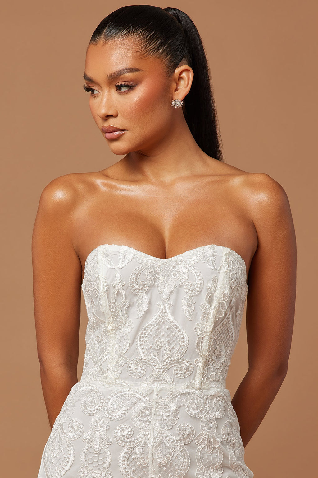 Esther Sequin Embroidered Jumpsuit - White - HCWP 