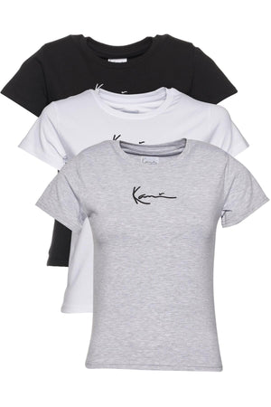 KARL KANI Damen KW234-057-4 Small Signature 3er-Pack Essential Tight Tee - HCWP 