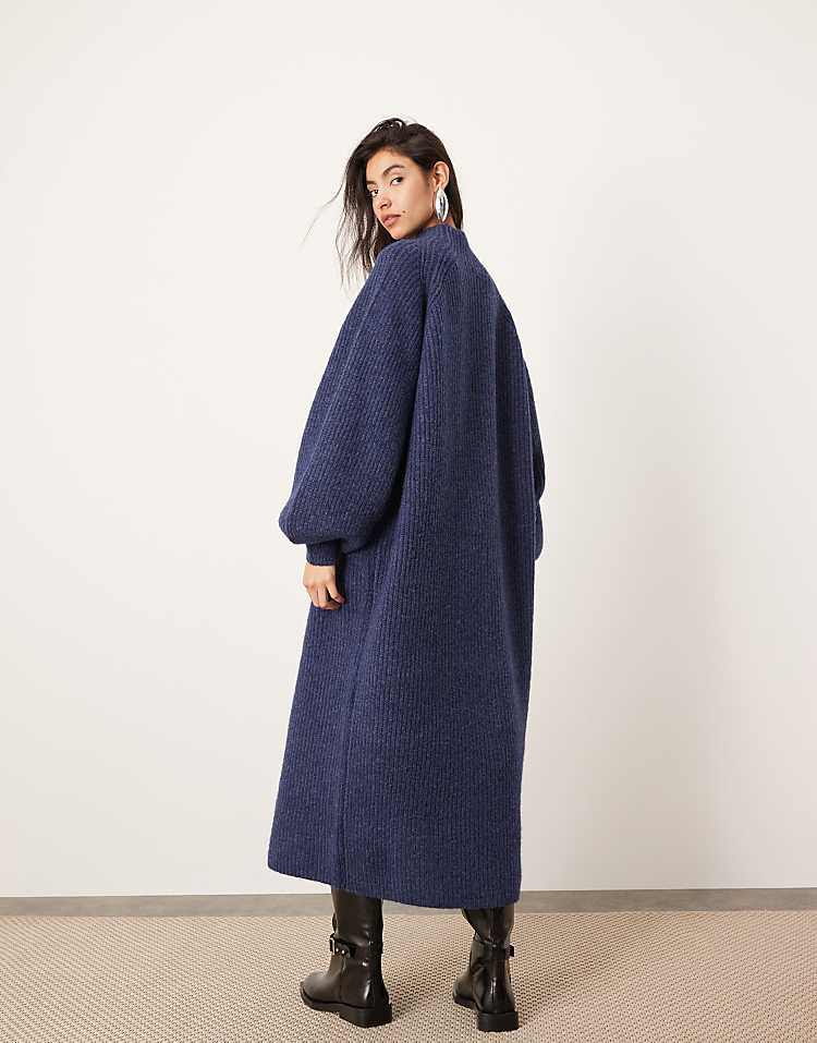 ASOS EDITION chunky high neck knitted maxi dress in navy