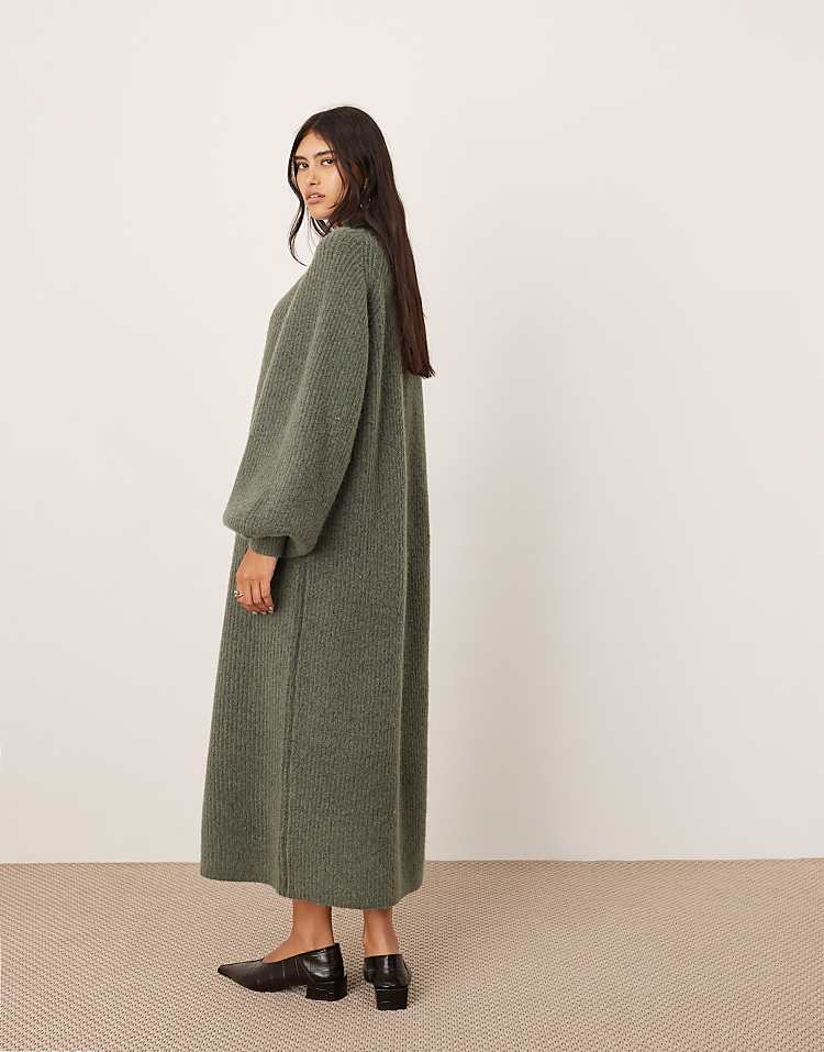 ASOS EDITION chunky high neck knitted maxi dress in navy