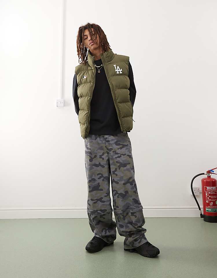 47 Brand LA Dodgers padded hooded gilet in khaki