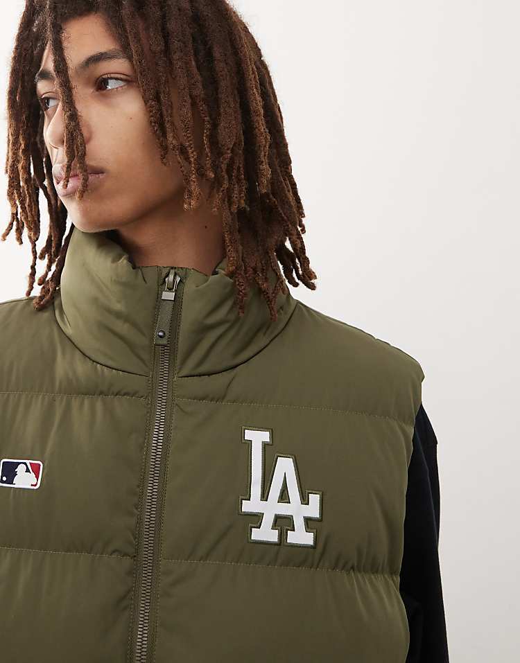 47 Brand LA Dodgers padded hooded gilet in khaki