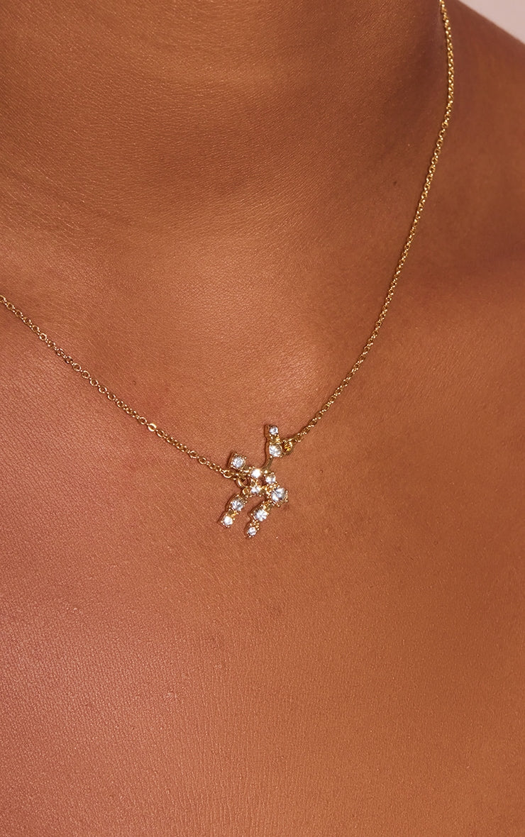 Gold Plated Capricorn Celestial Necklace - HCWP 