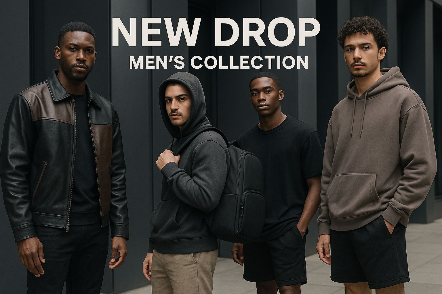 New Drop Men's Collection Banner with Diverse Models