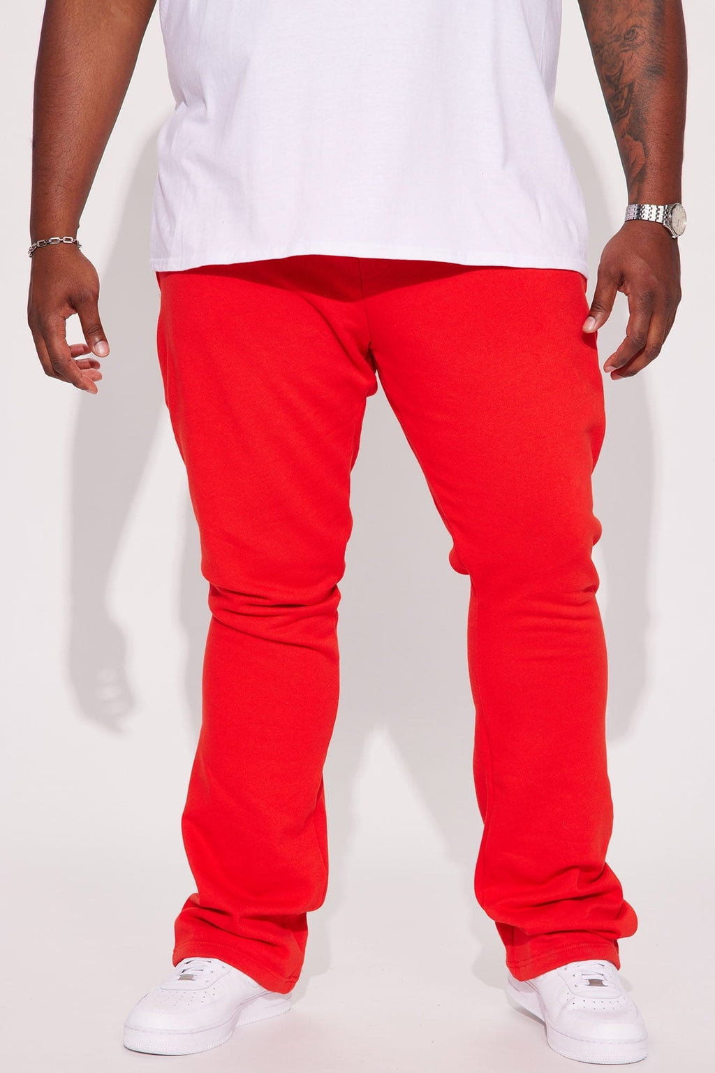 Tyson Skinny Stacked Flare Sweatpant - Red - HCWP 