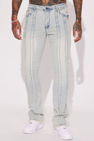 Fray Row Down Stacked Skinny Flare Jeans - Light Wash - HCWP 
