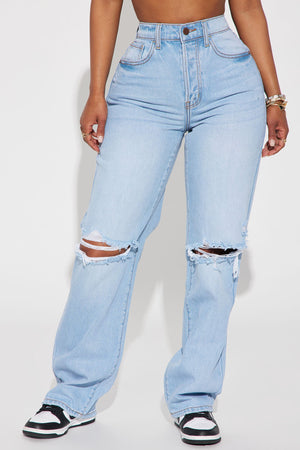 Main Squeeze Non Stretch Ripped Straight Leg Jean - Light Wash - HCWP 