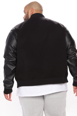 Shoulder Varsity Jacket - Black/Black - HCWP 