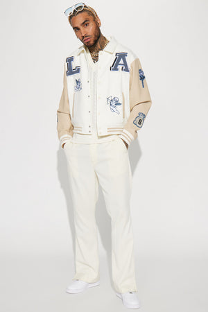 LA Patchwork Varsity Jacket - Cream/combo - HCWP 