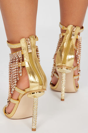 No Dull Moments Heeled Sandals - Gold - HCWP 