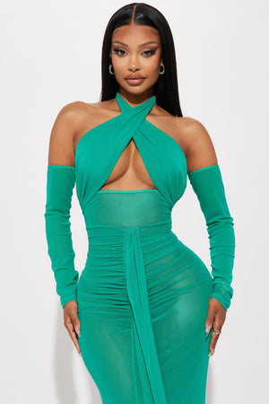 Jade Sheer Mesh Maxi Dress - Green - HCWP 