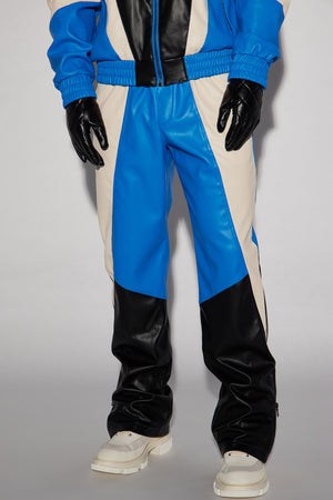 See Through You Faux Leather Track Pants - Blue/combo - HCWP 