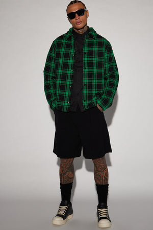 Fitch Tweed Plaid Shacket - Green/combo - HCWP 
