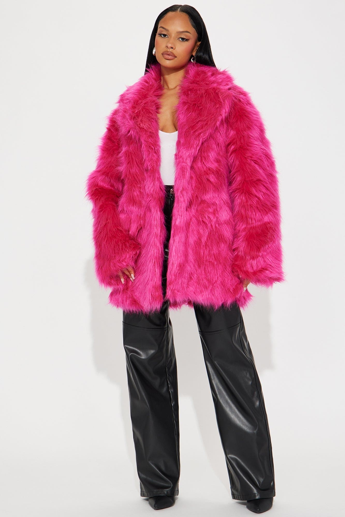 Extra Faux Fur Coat - Pink
