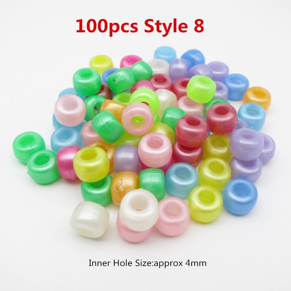 100Pcs Plastic Crochet Multicoloured Braids hair dread dreadlock beads rings tube for girls boys women hair Accessories