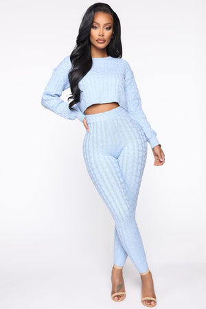 Sweater Sweetie Pant Set - Light Blue - HCWP 