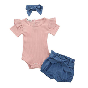 3 stücke Neueste Sommer Kleinkind Infant Baby Mädchen Baumwolle Casual Outfits Set Brief Body + Leopard Shorts + Stirnband Niedlich baby Kleidung