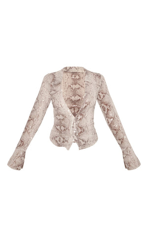 Silver Snake Sequin Fitted Shirt - HCWP 
