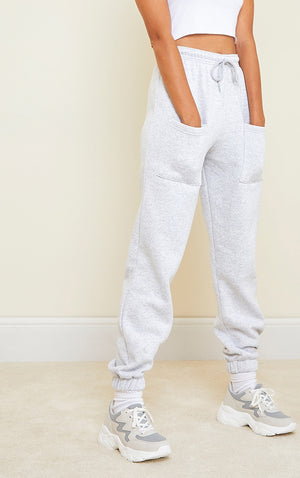 Ash Grey Thigh Pocket Casual Cuffed Joggers - HCWP 