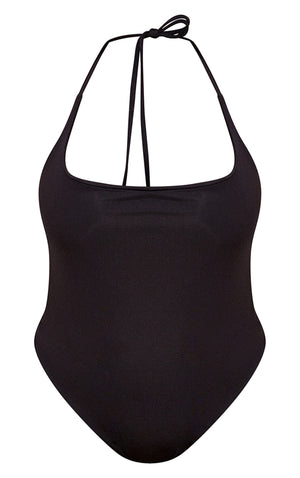 Plus Black Cowl Neck Swimsuit - HCWP 