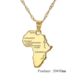 Africa Congo Algeria Map Pendant Necklace For Women Men Gold Color Copper Chain Necklaces Hiphop Style