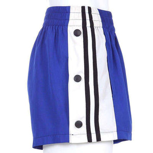 Split Side Shorts White Blue