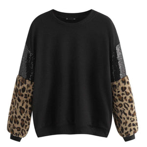 Pullover Leopard Patchwork Casual