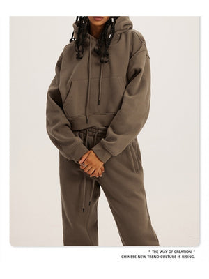 Drawstring Hooded Fitted Trouser Sets - HCWP 