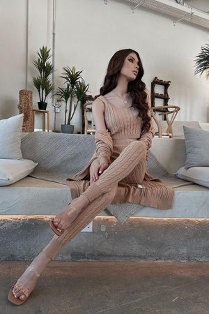 The Best You Had 3 Piece Sweater Legging Set - Beige - HCWP 