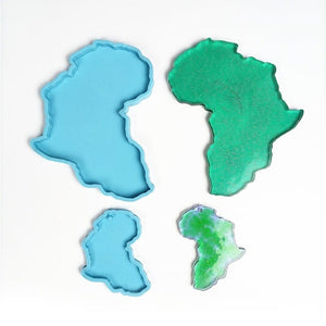 Africa Map Shape Coaster Cup Mat Pad Epoxy Resin Mold Keychain Pendants Silicone Mould DIY Crafts Jewelry Casting Tool